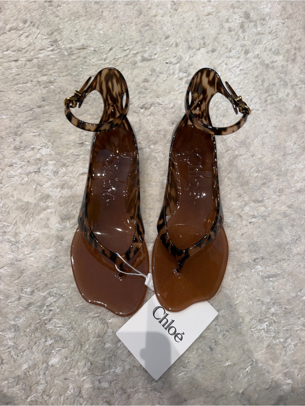 Chloé Brown jelly leopard Jelly Ankle-Strap Sandals NWT size 6